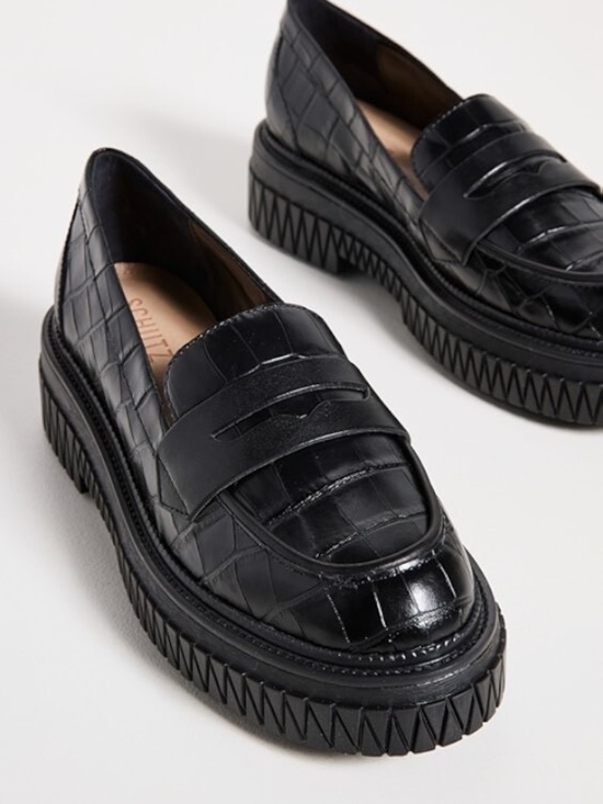 SCHUTZ Shoes - New Schutz Women's Viola Weekend Loafer Black Croc Shoes Slip On S214140027